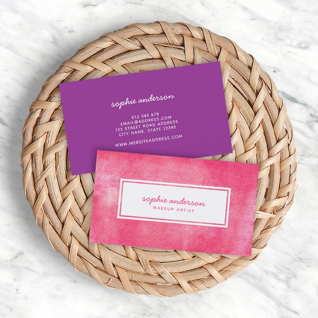 Pink Rolled Ink Trendy Modern Business Card (Creator Uploaded)