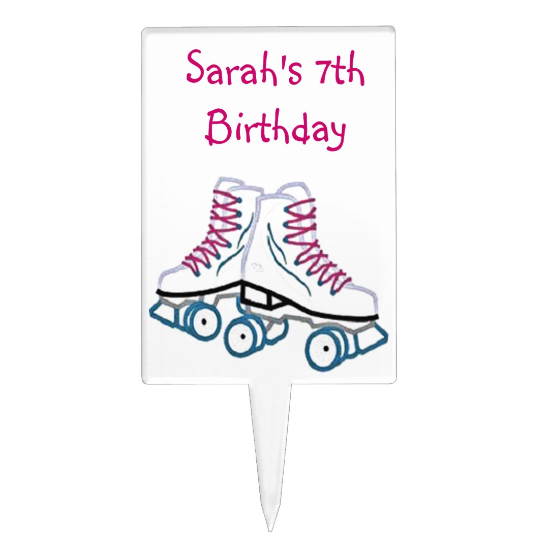 Pink Roller Skate Birthday Cake Topper Zazzle