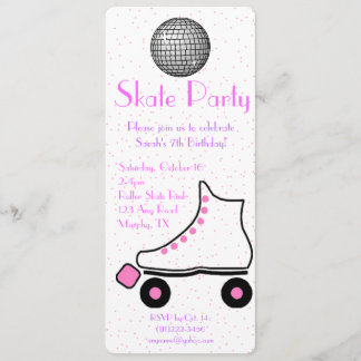 Pink Roller Skate Birthday Invitation