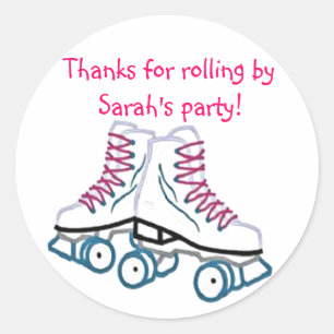 Pink Roller Skate Birthday Sticker