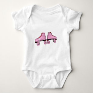 Pink Roller Skates Baby Bodysuit