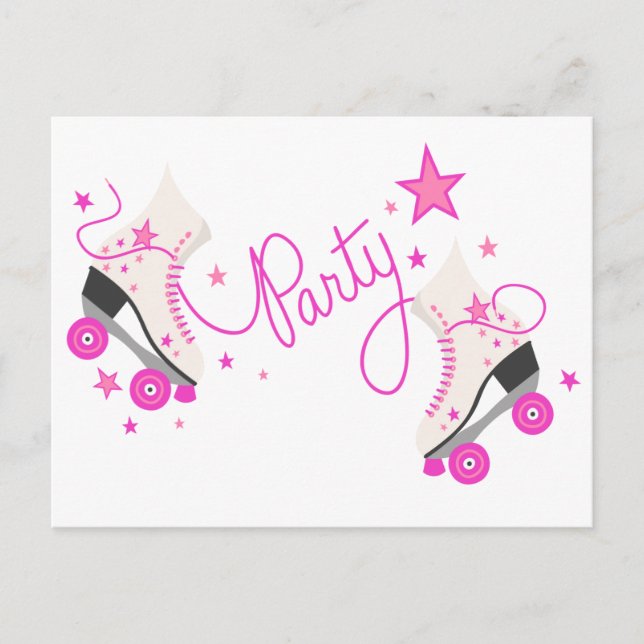 Pink Roller Skates Birthday Party Postcard (Front)