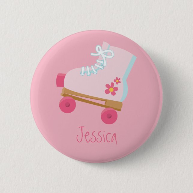 Pink Rollerskates Button (Front)