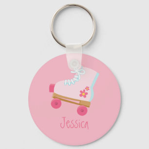 Pink Rollerskates Keychain