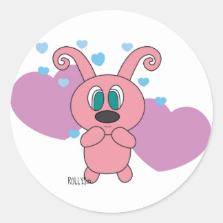Pink Rolly Hearts Valetine's Day Stickers