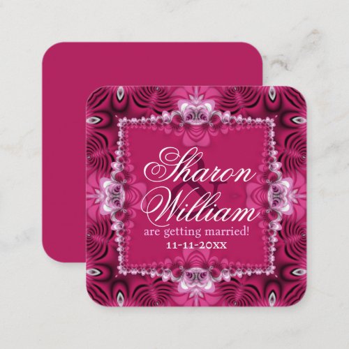 Pink Romance Announce Wedding Engagement Square Business Card