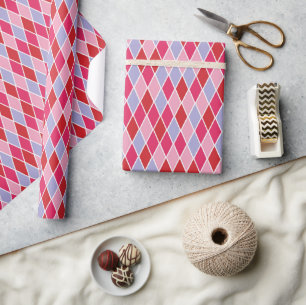 Pink Romantic and Feminine Harlequin Wrapping Paper