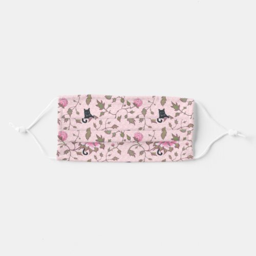 Pink romantic cat beauties on peony flowers adult cloth face mask