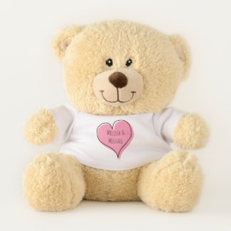 Pink Romantic Doodle Heart Teddy Bear