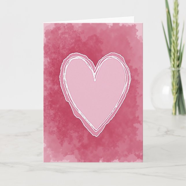 Pink Romantic Heart Art Card (Front)