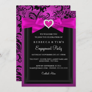 Pink Romantic Heart Engagement Party Invitation