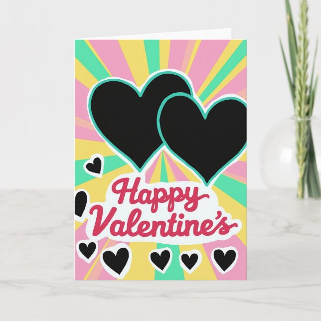 Pink Romantic Hearts Valentines Card (Front)