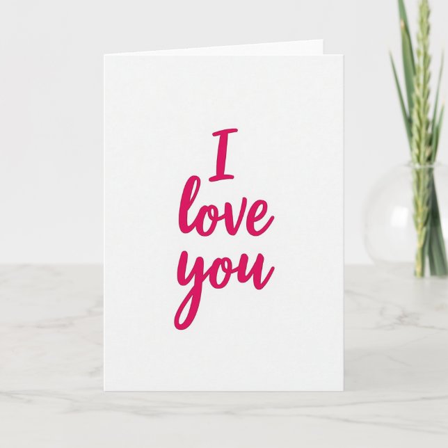 Pink Romantic I Love You Script Card (Front)