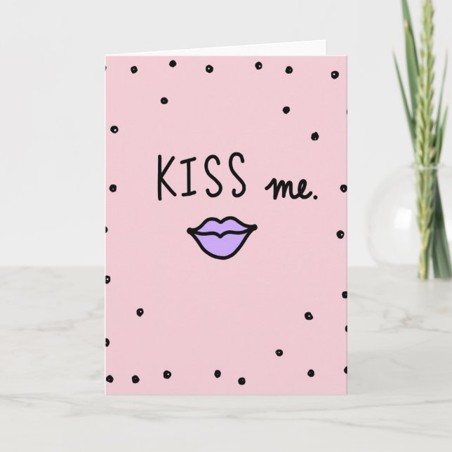 Pink Romantic Love Kiss Card (Front)