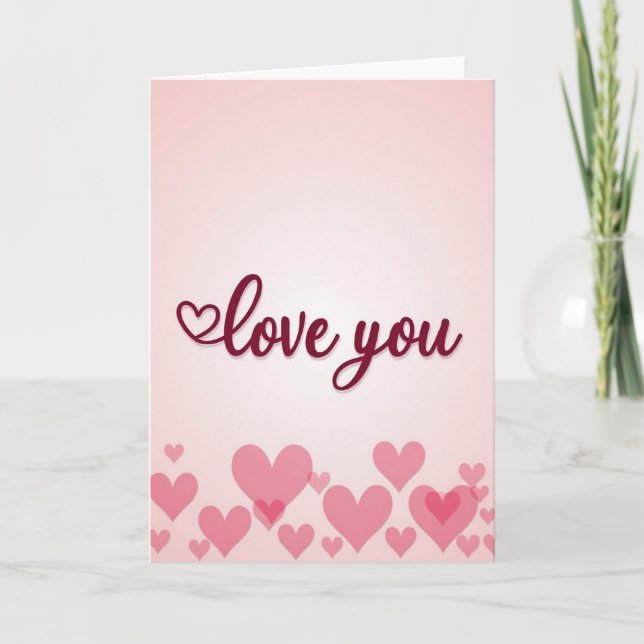 Pink Romantic Love You Hearts Card (Front)