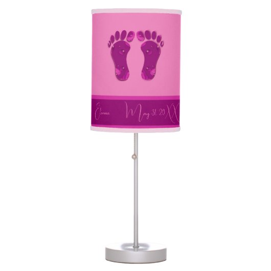 pink romantic new baby girl feet table lamp (Front)