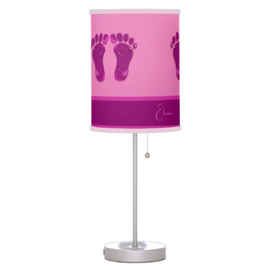 pink romantic new baby girl feet table lamp (Left)