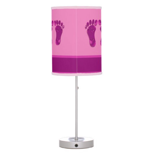 pink romantic new baby girl feet table lamp (Back)