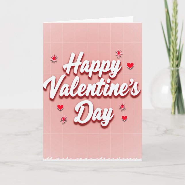 Pink Romantic Valentines Day Card (Front)