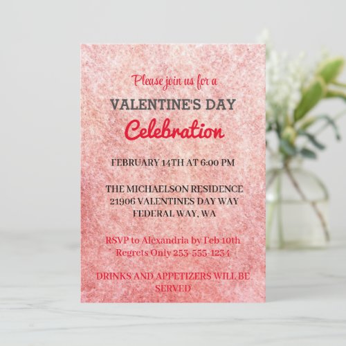 Pink Romantic Valentines Day Love Party  Invitati Invitation