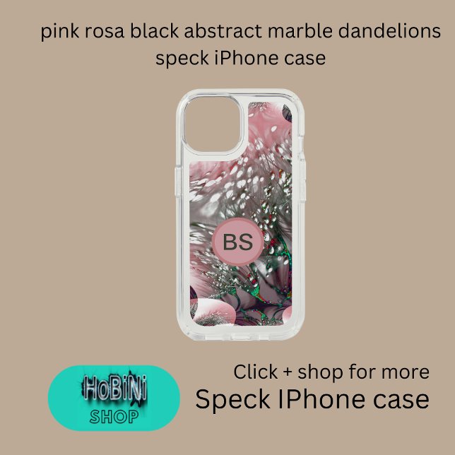 pink rosa black abstract marble dandelions speck iPhone case (pink rosa black abstract marble dandelions speck iPhone case)