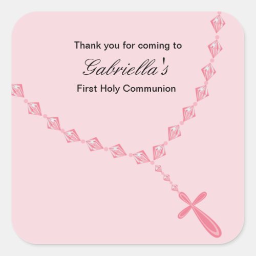 Pink Rosary Girls Communion sticker