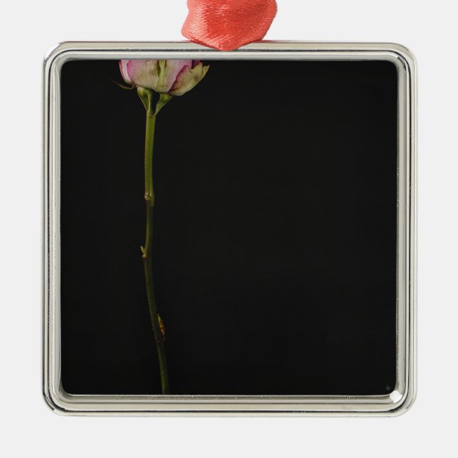 Pink rose 3 metal ornament (Front)