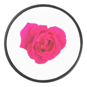 Pink Rose #4 Hockey Puck