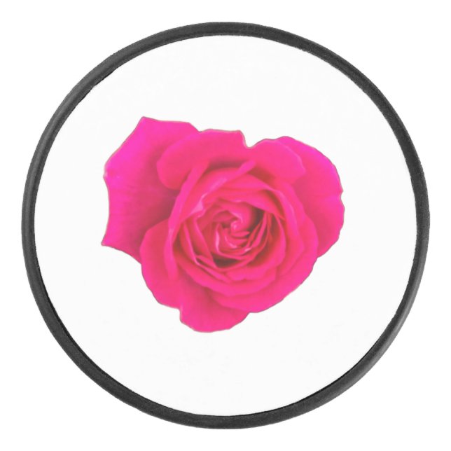 Pink Rose #4 Hockey Puck (Front)