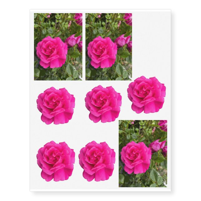 Pink Rose#6 Temporary Tattoos (Front)