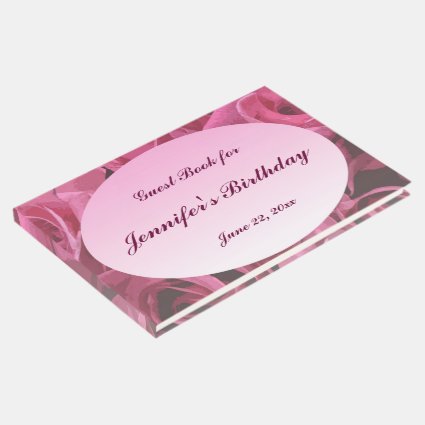 Pink Rose Abstract Birthday Party Guest Book