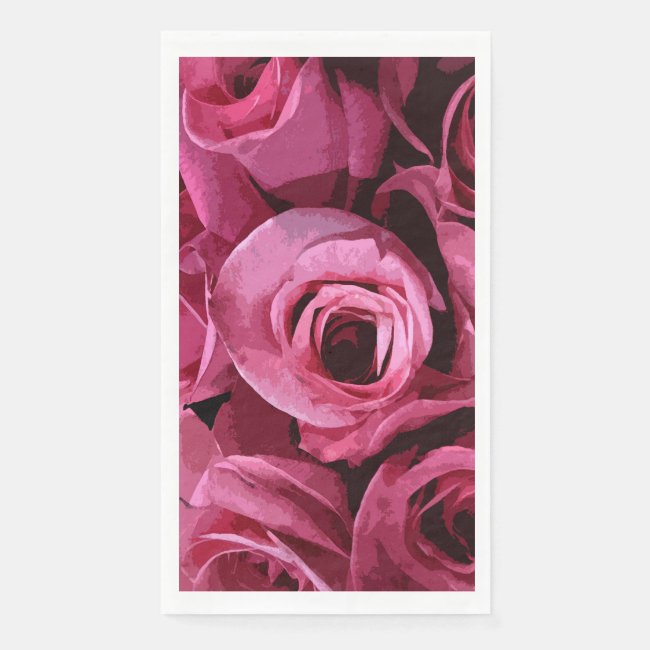 Pink Rose Abstract Paper Guest Towel