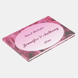 Pink Rose Abstract Wedding Guest Book