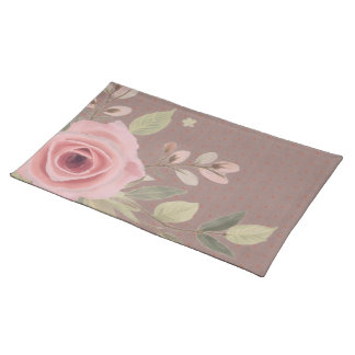 Pink Rose Accented Cloth Placemat