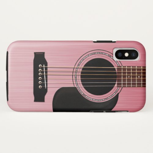 Pink Rose Acoustic Guitar iPhone X Case