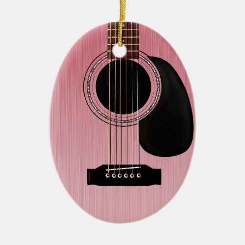 Pink Rose Acoustic Guitar Ceramic Ornament