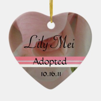 Pink Rose Adoption Announcement Ornament by AdoptionGiftStore at Zazzle