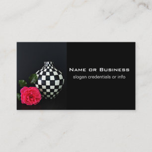 Pink Rose and a Checkered Vase Business Card