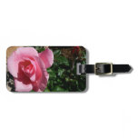 Pink Rose and Bud Floral Luggage Tag