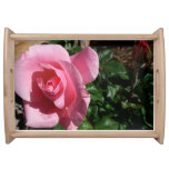 Pink Rose and Bud Floral Serving Tray
