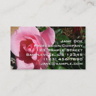 Pink Rose and Bud Garden Floral Business Card