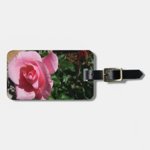 Pink Rose and Bud Garden Floral Luggage Tag