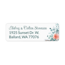Pink Rose and Eucalyptus Return Address