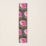 Pink Rose and Green Leaves Scarf<br><div class="desc">Pauline's Rose. This rose pattern is made from a rose which grows in my mother Pauline's garden. It blooms for most of the year and always brings pleasure. In this print the pink rose and green leaves are touched by the sunlight. I designed this chiffon scarf as a gift for...</div>