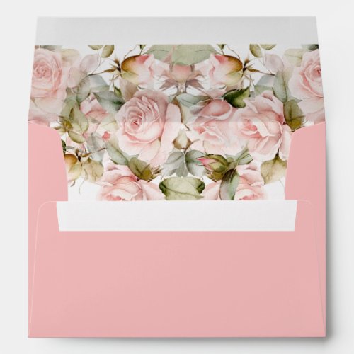 Pink Rose and Greenery Leaves Envelope