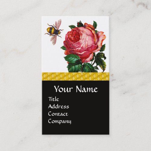 PINK ROSE AND HONEY BEE BEEKEEPER RED WAX SEAL BUSINESS CARD