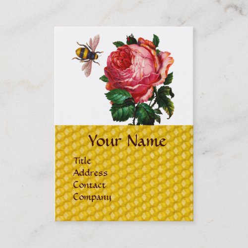 PINK ROSE AND HONEY BEE BEEKEEPER WAX SEAL BUSINESS CARD