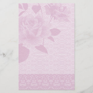 Pink Rose and Lace Paper Stationery