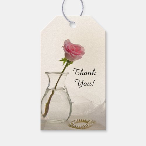 Pink Rose and White Pearls Wedding Favor Tags