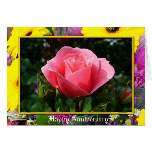 pink rose anniversary card (Front Horizontal)